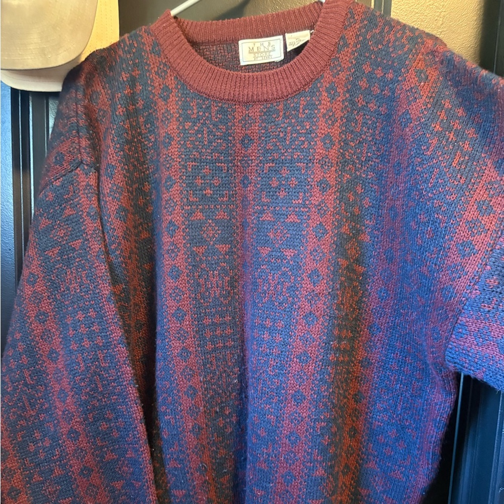 Vintage 90s Sears Acrylic Patterned Baggy Oversized Crewneck Sweater